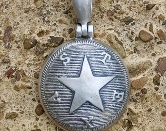 Sterling zilveren Confederate TEXAS knop (TX17) burgeroorlog relikwie hanger