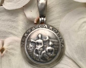 Sterling zilveren Confederate NORTH CAROLINA knop (NC8) burgeroorlog relikwie hanger