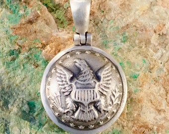 Sterling Silver Union Staff Officer Button Civil War Relic Pendant
