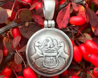 Sterling zilveren Union MICHIGAN staat wapenschild knop burgeroorlog relikwie hanger