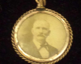Victorian Mourning Jewelry double-photo portrait watch faub with jewels