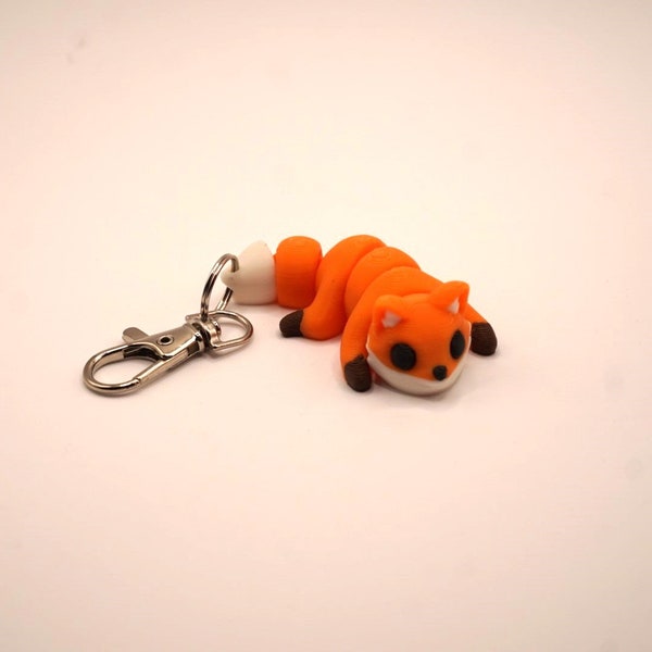 Colorful 3D Printed Fox Keychain, Flexible Multi-Colored Keyring, Unique Fox Lover Gift. Mini Flexi Fox Keychain