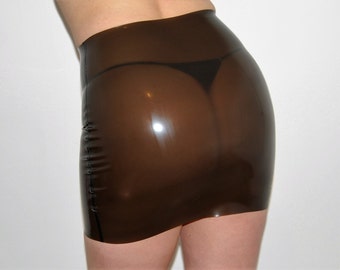 Black Translucent Latex Rubber Mini Skirt - MORE COLOURS AVAILABLE