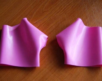 Bubblegum Pink Latex Rubber Gauntlets / Fingerless Gloves