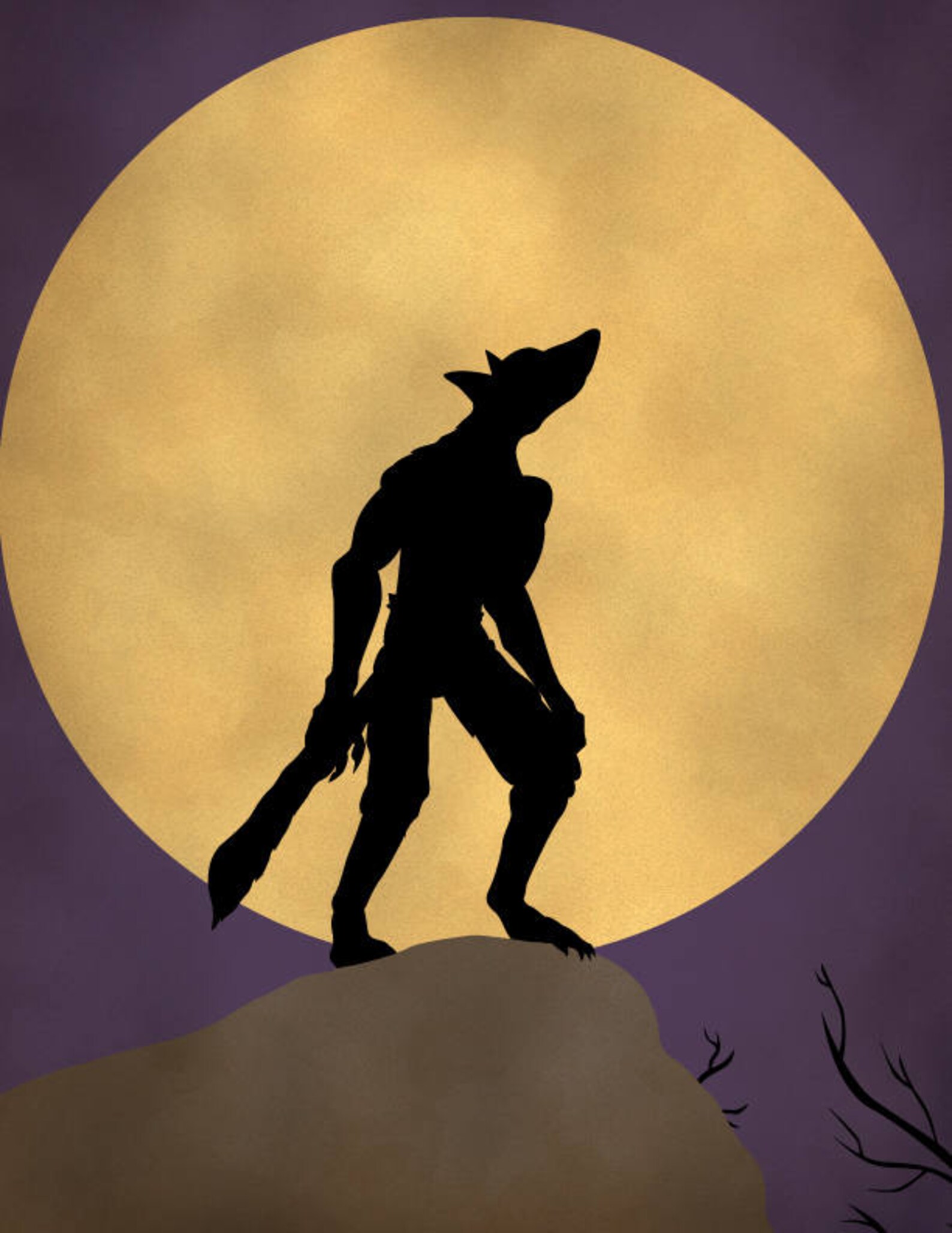 Howling Werewolf With Full Moon Halloween Decoration Etsy