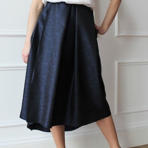 Blue formal skirt Elegant blue skirt Pleated skirt, midi skirt, 50s skirt Long skirt, blue evening skirt, Skirt with train