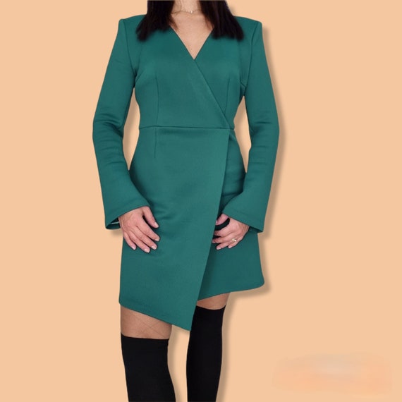 blazer dress asymmetrical Mireille white embellished asymmetrical blazer dress