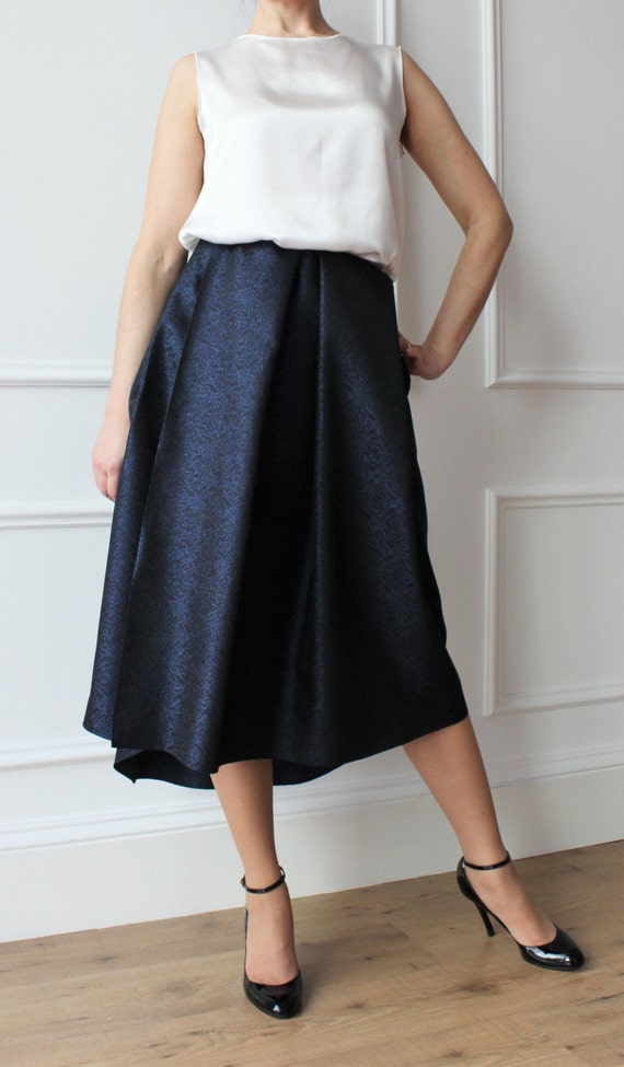 Formal Blue Skirt Elegant Blue Skirt Pleated Skirt - Etsy