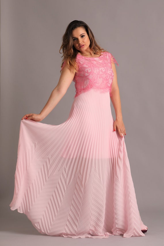 long flowy pink dress
