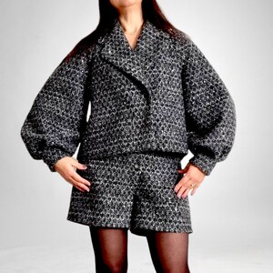 Bouclè jacket with Lurex/ Grey tweed jacket with sequins/ Elegant jacket/ Luxury Women&#39;s wear/ Italian-style jacket&quot;