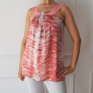 Italian Elegance Pink Silk Blouse with Tiger Print Long Pink Silk Top  Unparalleled Quality and Style Silk Blouse with Front and Back Pleats