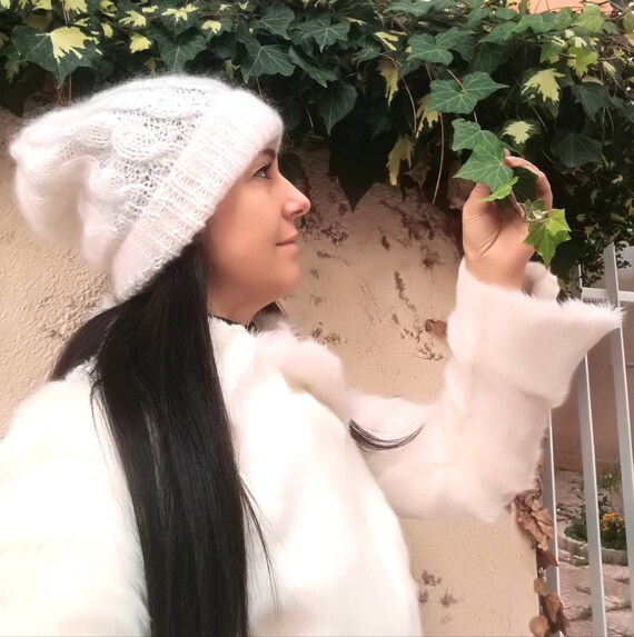 Berretto bianco in Lana a maglia Berretto Donna a Trecce in | Etsy Italia