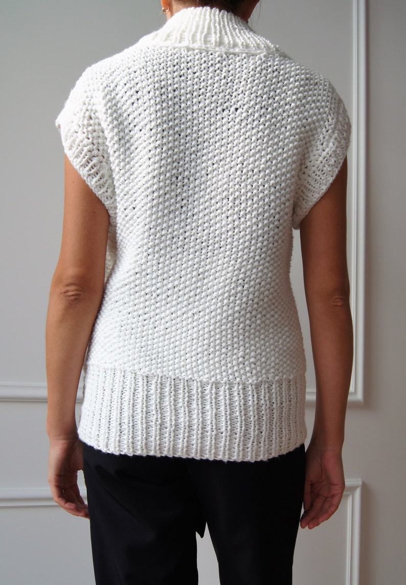 Maglione Bianco Ai Ferri Gilet Collo Alto In Lana Maglione Etsy Italia
