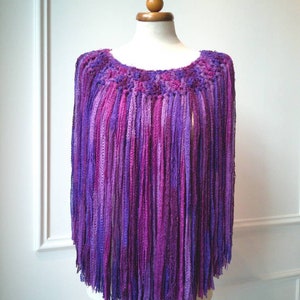 Cubierta de hombro de lana fucsia de ganchillo, bolero de ganchillo, bolero morado, bolero de punto, regalo para mamá, bolero nupcial,