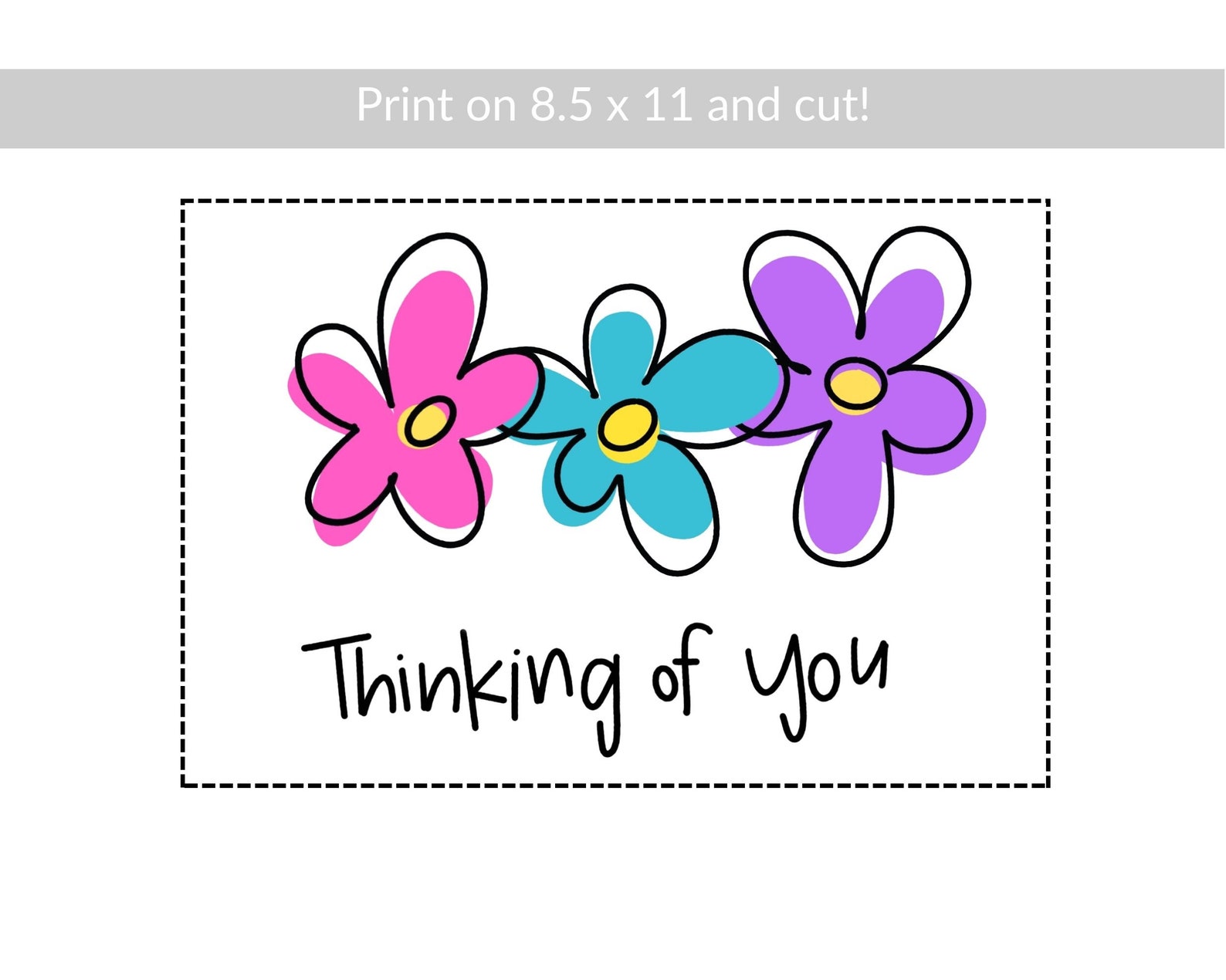 Thinking of You Printable Card / Instant Download PDF / Card Template Thinking of You Printable Card / Instant Download PDF / Card Template