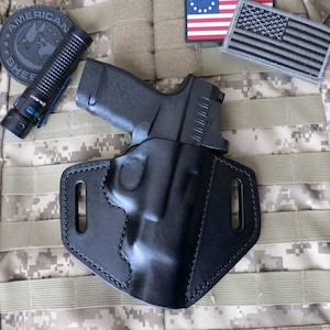 Fits Springfield Hellcat RDP Holster, Rapid Defense Package, Leather Holster, Forward Cant OWB Pancake
