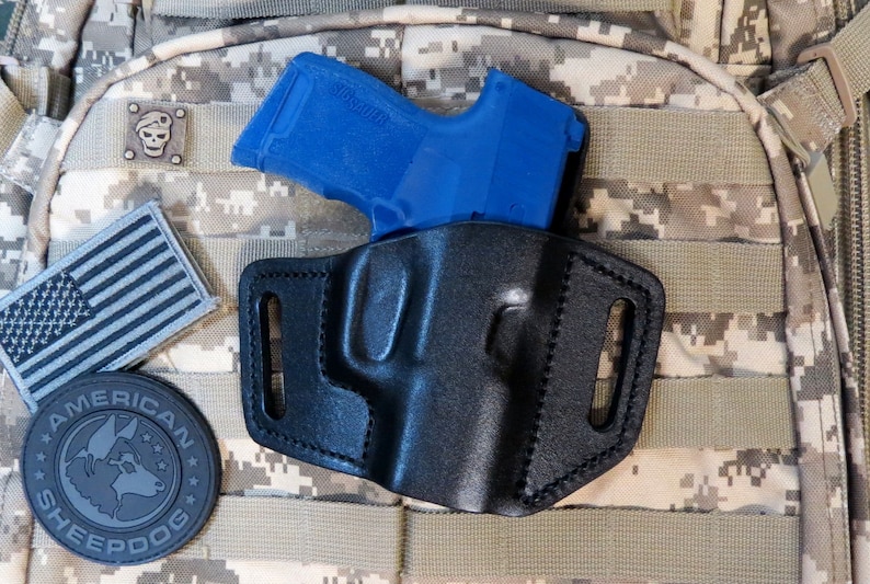 Sig Sauer P365 Leather Pancake Holster OWB Sweat Shield Etsy