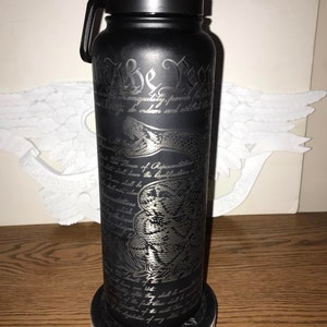 40 Ounce Water Bottle, Laser Engraved Gadsden Flag and Constitution, Patriotic, 2nd Amendment, Second Amendment