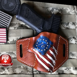 Digital Pattern for Glock 19-23-32-38-45 Leather Holster, BONUS Artwork,  PDF Pattern Download