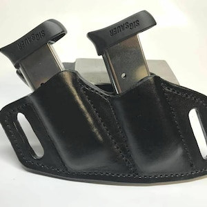 1911 Leather Combat Double Magazine Holder, OWB. Made In USA