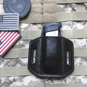 Fits Glock 42, .380, Leather Magazine Holder, Belt or Pocket Holder, OWB, Handmade