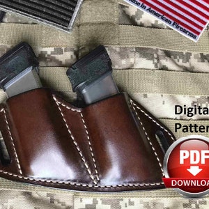 レザーダブルマガジンホルダーパターン、Combat P365 P229 Hellcat（PDFパターン）