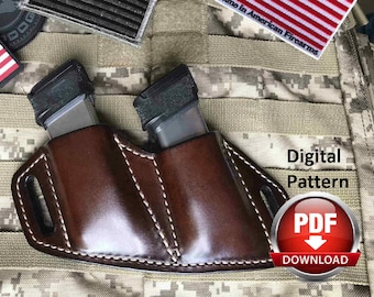 Leather Double Magazine Holder Pattern, Combat P365 P229 Hellcat (PDF Pattern)