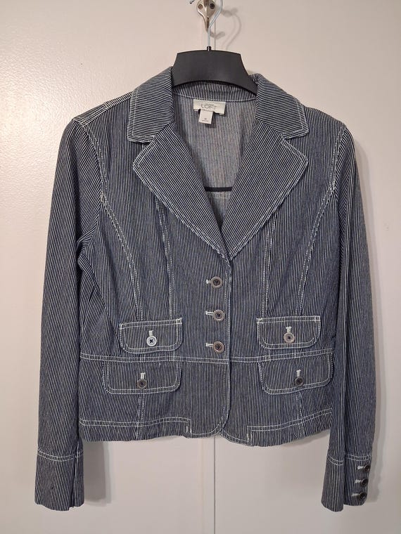 Ann Taylor, Vintage Ann Taylor Loft Blue Pinstripe Blazer, size 10