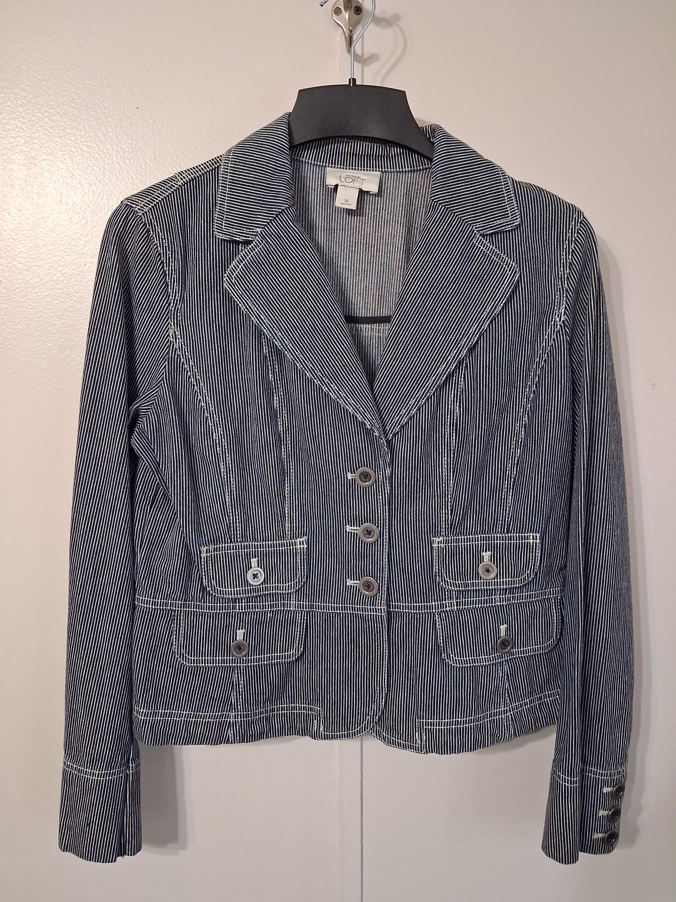 Ann Taylor, Vintage Ann Taylor Loft Blue Pinstripe Blazer, size 10