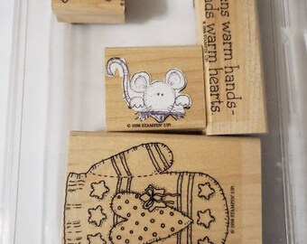 Stampin up Mitten Mouse, vintage stamp set, 1998, cards scrapbook