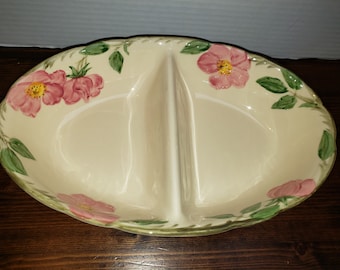 Vintage Franciscan Desert Rose, divided serving dish, oven safe, cottage