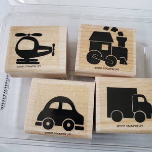 Stampin up, Going Somewhere stamp set 1993, train, truck, car and helicopter