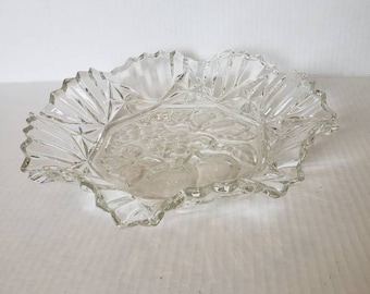 Vintage Federal Glas Pionier Muster, Rüschenrand mit geprägten Früchten