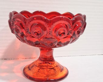 Vintage LE Smith Moon and Stars Ruby Red Amberina csndle holder Decor
