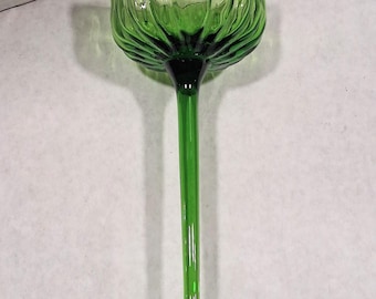 Vintage Italian EMPOLI VERDE Green Glass Pedestal Candle Holder,  MCM
