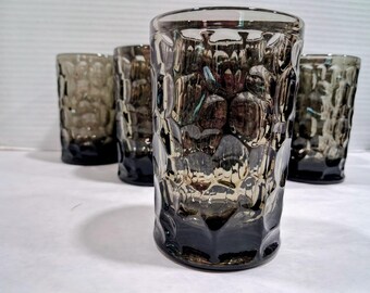 Vintage Fostoria Pebble Beach Flat Ice Tea in Black Pearl two sets of four available