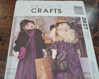 Vintage McCalls pattern, 2827 Shopper Doll,  cottage, UNCUT