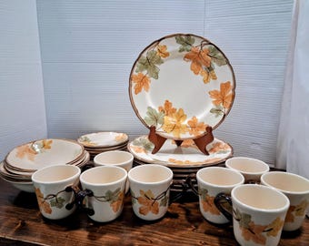 Vintage Franciscan October 27 piece dinner wear, hand painted, fall autumn