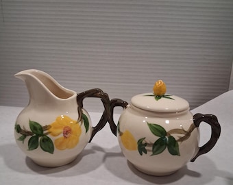 Vintage Franciscan Meadow Rose, cream and sugar set, some damage on creamer.