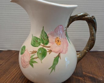 vintage Franciscan Desert Rose, water pitcher, cottage, shabby chic