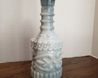 Kentucky Liquor Bottle Blue & Gray Swirl Slag Glass Vintage,Decanters