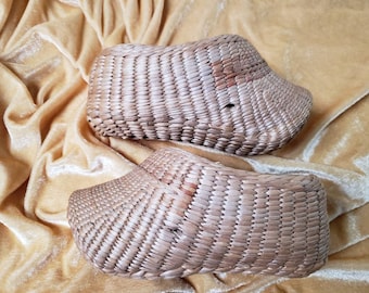 Vintage Children’s Shoes, Woven Raffia, Grass, Straw Shoes