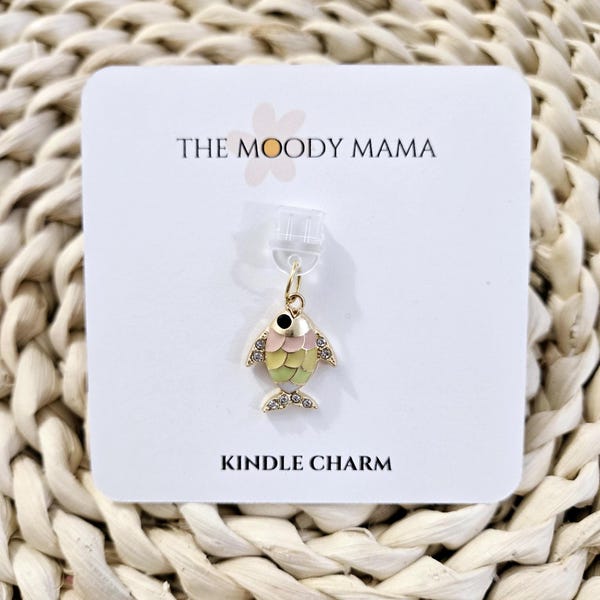 Kindle Charm, Cute Fish Kindle Charm, Dust Plug Charm, E Reader Charm, Kindle Accessories, Bookish Gifts, Fish Phone Charm