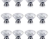 10pcs 40mm Clear Glass Crystal Diamond Shaped Cabinet Door Knob Drawer Pull Handle US SELLER with Fast Shipping
