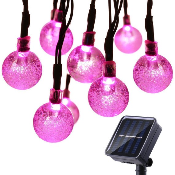 Daily Deals 30leds Globe Ball Lights Solar Powered Outdoor 30leds Globe Ball Lights Solar Powered Outdoor String Waterproof Pink