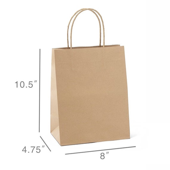Brown with White Dot GSSUSA 8x4.75x10 50 Pcs Kraft Paper Bags Shopping Bags Grocery Mechandise Paper Gift Bags 