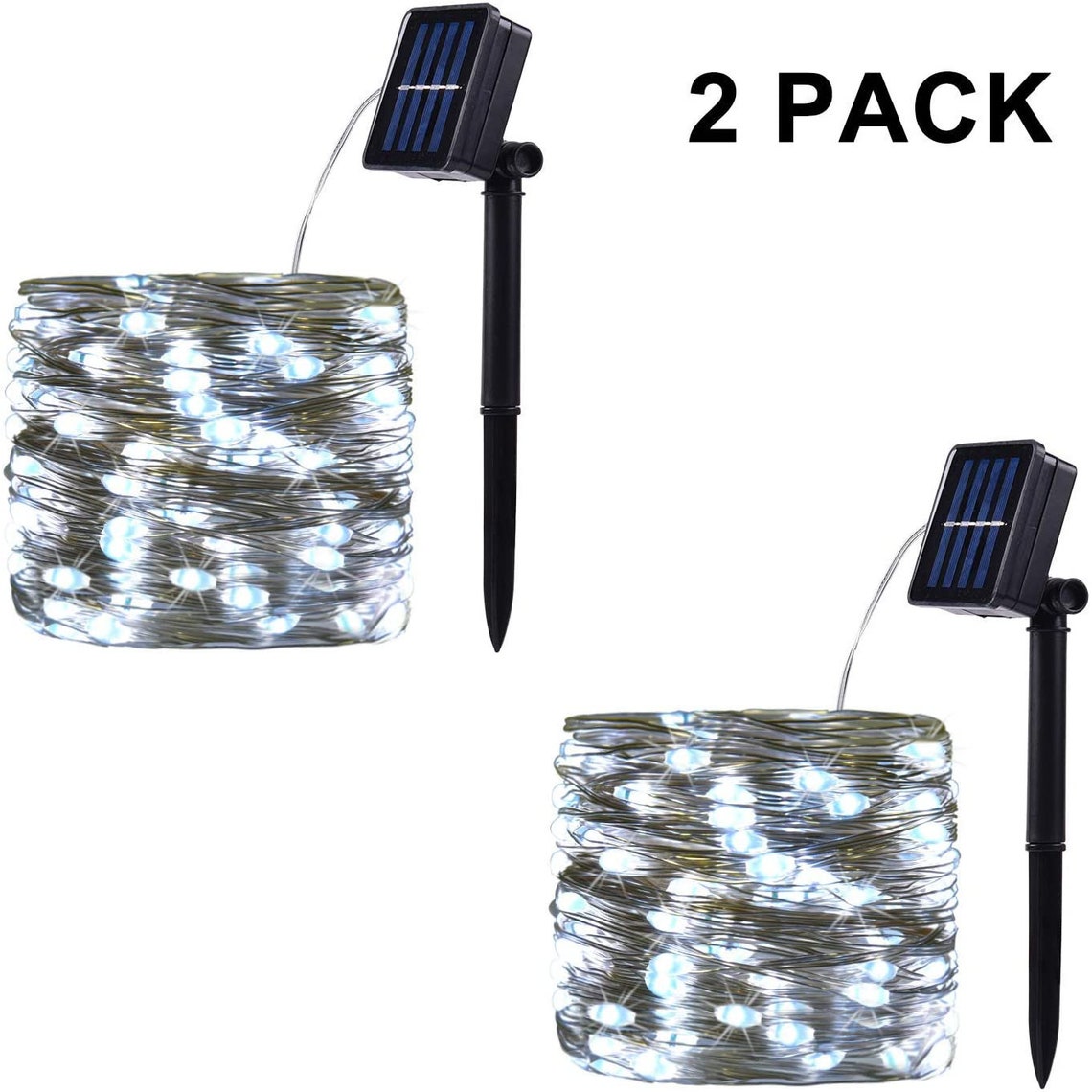 2 Pack 100 Leds Solar Starry String Lights Copper Wire Solar Etsy