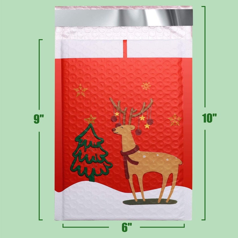 Christmas Reindeer Poly Bubble Mailers Padded Envelopes Bubble Etsy