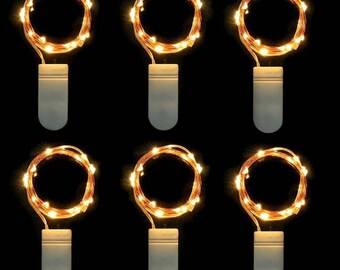 6 Sets 20 Micro LED String Lights 6.5 feet Battery Operated Copper Wire (Warm White) batteries included USA SELLER