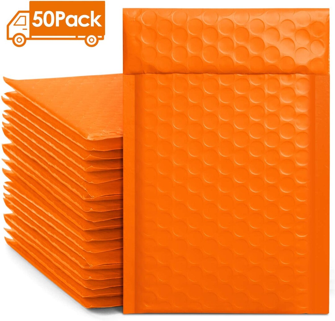 50 PC 4 X 8 Inch Poly Bubble Mailer Orange Self Seal Padded Etsy